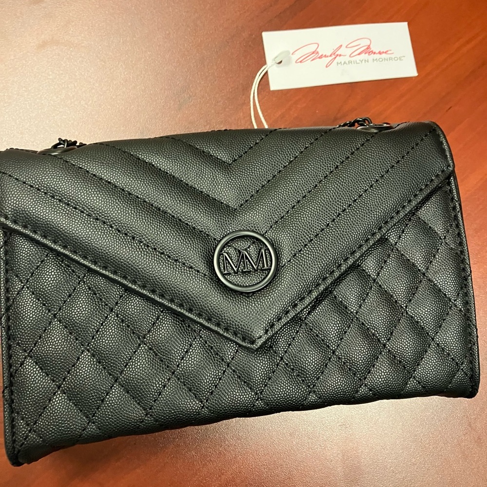 Marilyn Monroe Black Quilted Convertible Bag, Clutch and Shoulder Bag, NWT